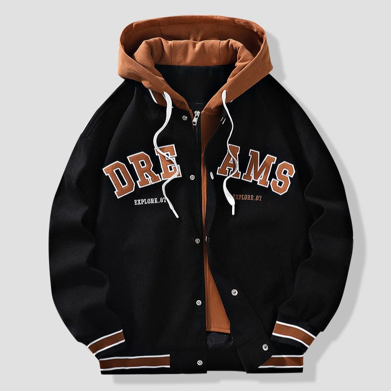 SUTTON HOODED VARSITY JACKET