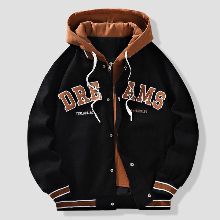 SUTTON HOODED VARSITY JACKET