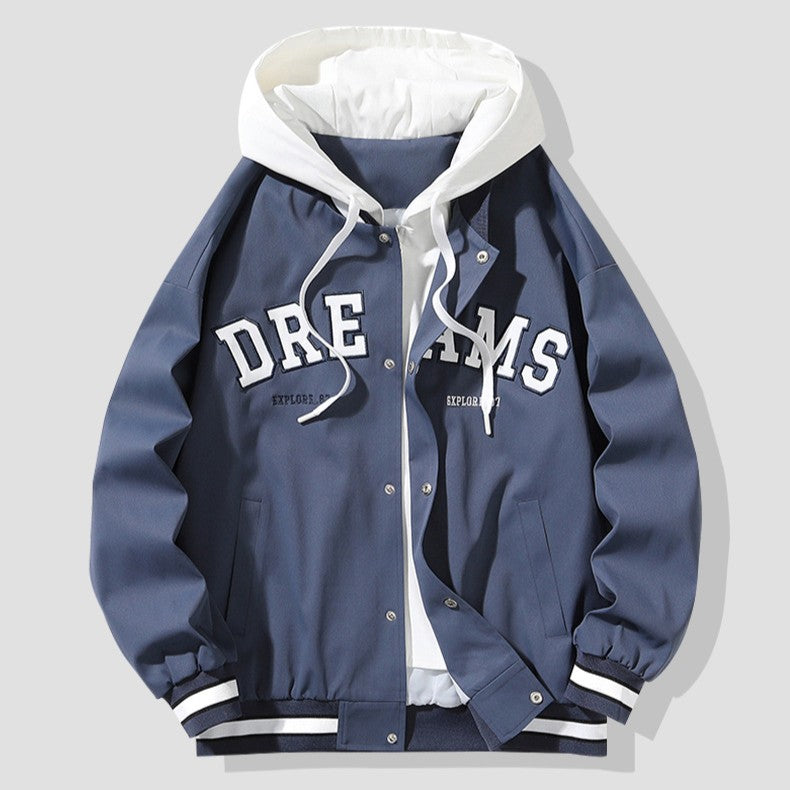SUTTON HOODED VARSITY JACKET