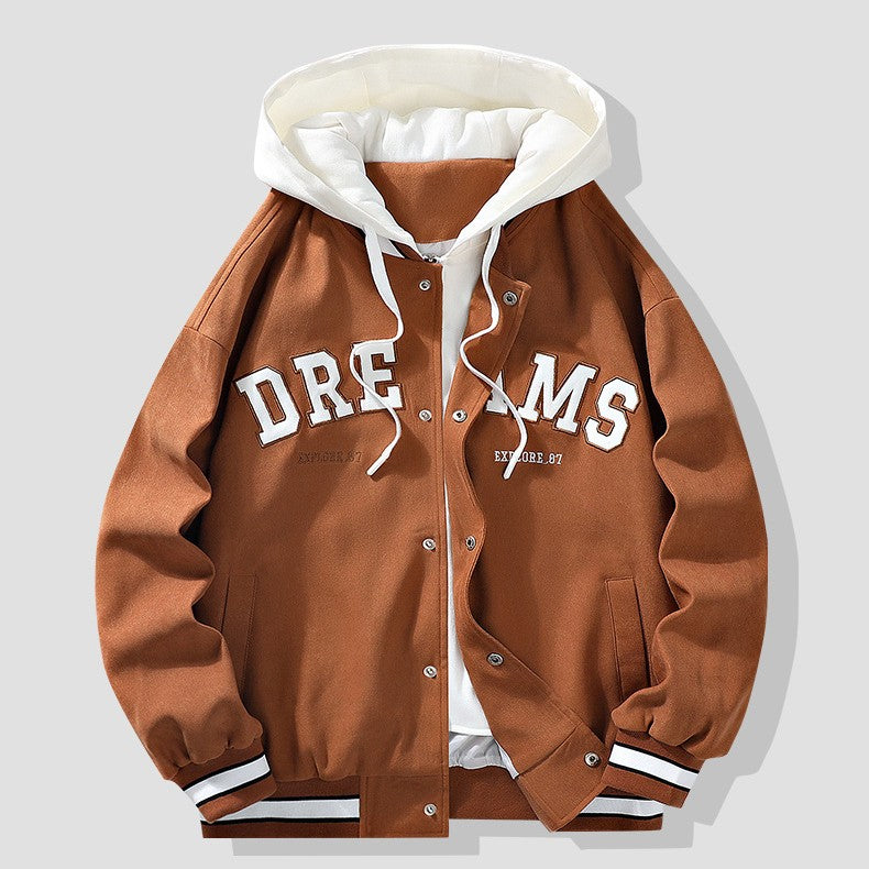 SUTTON HOODED VARSITY JACKET
