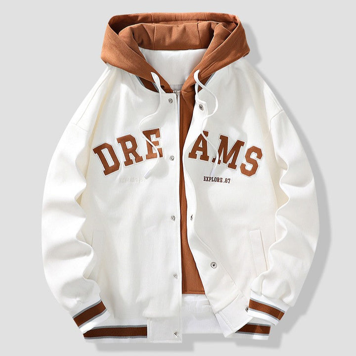 SUTTON HOODED VARSITY JACKET