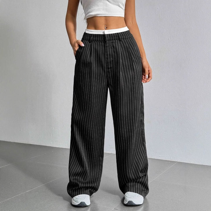 High Waisted Striped Trousers