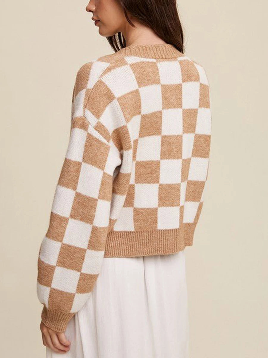 CHECKERED COTTON CARDIGAN