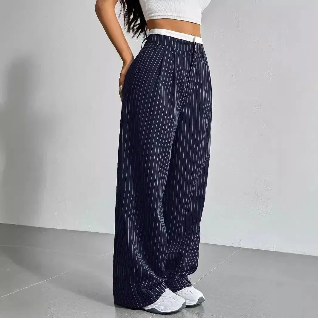 High Waisted Striped Trousers