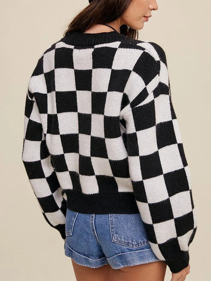 CHECKERED COTTON CARDIGAN