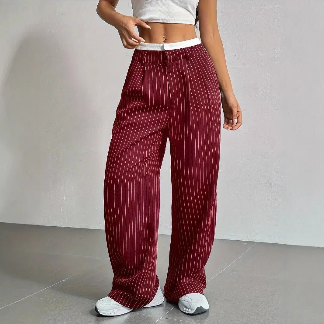 High Waisted Striped Trousers