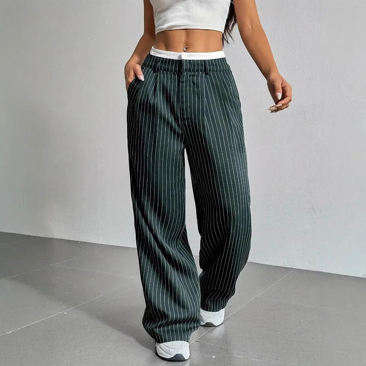 High Waisted Striped Trousers